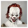 Máscaras de festa Máscara de Halloween Sile Movie Stephen Kings Joker Pennywise Fl Face Terror Clown Cosplay Maskst2I51512 Drop Delivery Home Ga Dhgcz