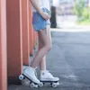 Schaatsen Veelkleurige canvas rolschaatsen PU doublerow rechte dubbele rij flitswiel skate kalme ijsschoenen 230706