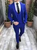 Men's Suits Custom Made Men Royal Blue Groom Tuxedos Notch Lapel Groomsmen Wedding Man 3 Pieces ( Jacket Pants Vest Tie ) C885