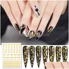 Adesivos Decalques 3D Ouro Nail Art Flores Geométrico Adesivo de Metal Unhas Holográficas Manicure Decorações Drop Delivery Saúde Beleza Dhuxg