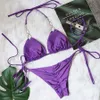 Bikini Set Halter Bikini Costume da bagno femminile Viola Costumi da bagno donna Diamante Due pezzi Bikini set Bagnante Costumi da bagno 230706