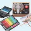 Карандашные сумки Kalour Color Pencil 180pcs Set Professional Art для рисования эскиз Oily Metal Head School Office 230706