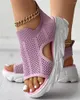 Сандалии 2023 Summer Comfy Walk Casual for Women Leisure Elastic Platform Shoes Black White