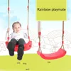 Inflatable Bouncers Playhouse Swings Flying Toy Garden Swing Kids Hanging Seat Toys with Height Adjustable Ropes Toys Rainbow Curved Board Swing Chair 230706