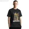 T-shirts voor heren Big Floppa Rapper King Crown Tee Poppa Meme T-shirt Mannen voorgekrompen katoenen t-shirt korte mouw Caracal Cat T-shirt kleding cadeau L230707