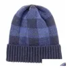 Party Hüte Stricken Plaid Hut Frau Warme Winter Häkeln Skl Cap Outdoor Dame Weihnachten Stapeln 12Style Suppliest2C5120 Drop Lieferung HO Dh8Is