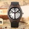 Wristwatches Natural Wood Watch For Man Black Leather Wooden Watches Boy Loves Handmade Bamboo Roman Number Wrist Teenager