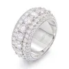 Luksusowy 5 rzędów Pierścień Moissanite Pass Tester Diamond 925 Srebrny Srebrny błyszcząca modna biżuteria Pierścienie MAISSANITE Pierścień Mężczyźni Prezenty