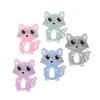 5PCS Raccoon Silicone Animal Baby Teether BPA Free Teething Pendant Rodent Pacifier Chain Accessories Newborn Charm Shower Gift