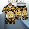 Men's Tracksuits Summer Men's Sportswear Suit 3D Tiger Short-Sleeved Outfit Casual Slim T-shirt Shorts Chinese Dragon Printed Sports Sets 230707