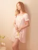 Dames Nachtkleding 2023 Lente Prinses Nachthemd Korte Nachtjapon Zoet Katoen Roze En Wit Nachthemd
