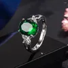 Cluster Ringe Herkunft Saphir Edelstein Schmuck Ring für Frauen Fein 925 Silber Sterling Grün Smaragd Anel Bizuteria Weiblich