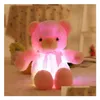 Stuffed Plush Animals 30Cm 50Cm Colorf Glowing Teddy Bear Luminous Toys Kawaii Light Up Led Doll Kids Christmas Drop Delivery Gifts Dhldj