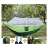 Hamacas Sttyle Mosquitera Hamaca Tela de paracaídas al aire libre Campo Jardín Cam Oscilación Cama colgante T5I112 Entrega de la gota Muebles para el hogar Dhc5I