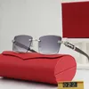 Mode carti top lunettes de soleil 2023 New Kajia Frameless Trimmed Classic Lunettes de soleil Small Long Frame INS Network Red Female avec boîte d'origine