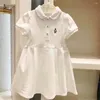 Robes de fille 2023 été filles robe polo avec col Version coréenne enfants coton tempérament princesse longue