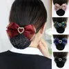 Doppio tulle bowknot fermagli per capelli per le donne copricapo pizzo fiocco in raso panino snood barrettes strass cuore retina per capelli forcine