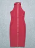 Swimwear Beaukey Vintage Hl Wine Red Bandage Dress 2023 Women Turtleneck Party Celebrity White Bodycon Dress Runway Xl Black Vestidos