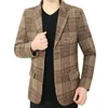 Men Blazers Suit Coats Male Business Casual Plaid Coat Brand Clothing257O