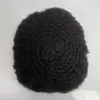 Perucas de cabelo humano virgem indiana de 6 polegadas raiz onda de 6 mm # 1 Jet Black 8x10 unidades de renda cheia para homem negro
