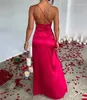 Casual Jurken 2023 Zomer Damesmode Sexy Hoge Taille Jurk Een Schouder Mouwloos Open Rug Split Effen Elegant Vakantie Reizen