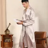 Herren Nachtwäsche Lange Robe Männer Homewear Satin Kimono Bademantel Kleid Mit Gürtel Schwarz Lose Nachthemd Bräutigam Strickjacke Hause Dressing