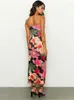 Casual jurken Tossy Summer Printed Hollow Out Maxi-jurk Slanke strapless elegante feestjurk Bloemen mouwloos High Street vrouwelijk