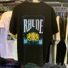 Men's T-shirts Rhude T-shirt Summer New Vintage Letter Printed Rhude American Casual Loose Men Women Short Sleeve t Shirt Real Photos