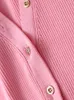 Camiseta de mujer de un solo pecho con cuello en V Prendas de punto cortas con botón Mujer Retro de verano de manga corta de punto Cardigan Top corto fino B-037 230706