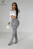Pantalon femme VAZN 2023 Fashion Sexy Women Street Style Long Elastic Striped Tight Lady