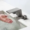 Rubinetti per lavabo da bagno Rubinetto in ottone di alta qualità 3 fori 2 maniglie Miscelatore per lavabo Rubinetto per acqua fredda Quadrato Cascata moderna