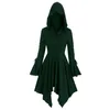 Casual Jurken Dames Mode Middeleeuws Vintage Gothic Patchwork Capes Jurk Jas Met Capuchon En Onregelmatige Zoom Bretels Jas