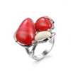 Cluster Rings Vintage Antique Natural Stone Ring Fashion Silver Color Jewelry Finger For Women Wedding Anniversary 6-10