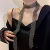 Choker Överdriven glänsande multidräneringsborr Lång tofs Nyckelbenskedja Kvinna Personlighet Mode Nackrem Svart Retro Halsband