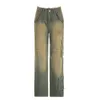 Damjeans Cuteandpsycho Tie Dye Printing Baggy Denim Streetwear Estetisk vintage Y2K byxor Harajuku 90-tal vida benbottnar