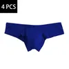 Slip 4 pièces été taille basse hommes slips sous-vêtements mâle séchage rapide Modal Sexy hommes doux Sissy hommes Bikini U convexe 9 couleurs