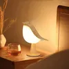 Lampy stołowe 3 kolory lampka nocna kreatywny przełącznik dotykowy drewniany ptak lampki nocne ściemnianie jasność sypialnia czytanie wystrój domu