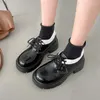 Kleidschuhe Britischer Stil High Heels Pumps Frauen 2023 Frühling Schwarz Pu Leder Plattform Frau Dicke Absätze Japan Schuluniform