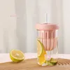 Tea separation glass Large capacity female student transparent office cold brew cup Tea cup with straw