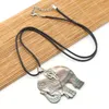 ペンダントネックレス天然シェル合金ネックレス象の形の絶妙なジュエリー女性のための革ロープ 55 5 センチメートル 50x50mm