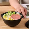 Bols bol de nouilles Ramen micro-ondes avec couvercle pas facile à brûler poignée binaurale chauffage pratique pour bouillie