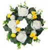 Flores decorativas para primavera verão decoração de casa flor artificial guirlanda feito à mão eucalipto lisimaquia rosa branca bola crisântemo pequeno