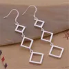 Dangle Boucles D'oreilles De Mode 925 Argent Couleur Carré Losange Long Pour Les Femmes De Luxe Designer Bijoux Partie De Mariage Accessoires Cadeaux