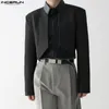 Мужские костюмы Blazers Incerun Fashion Men Blazer Solid Color Open Stitch с длинным рукавом повседневная нерегулярная уличная одежда 2023