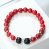 Strand Red Line Lava Frisado Pulseira Mulheres Homens Flor Espaçador Bangles Corrente Vintage Oração Cura Pulsera Jóias Presente Para Amigo