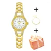 Relógios de pulso 2023 Shine Diamond Elegant Watch para mulheres com pulseira de aço ouro pequeno presente feminino Montre Femme