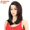 Perucas Sintéticas Perucas para Mulheres Negras 18 Polegadas Curto Bob Cabelo Liso Parte Lateral Sintética Renda Ombré Resistente ao Calor Cosplay 230227