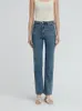 Kadınlar kot pamuklu yüksek bel basit 2023 İlkbahar Yaz All-Might bayanlar denim uzun pantolon
