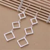 Dangle Earrings Fashion 925 Silver Colour Square Rhombus Long For Women Luxury Designer Jewelry Party Wedding Accessories Gifts