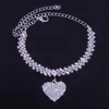 Anklets Fashion Diamond Shaped Rhinestone Heart Pendant Anklet Summer Beach Jewelry Foot Chains for Women Girls Adjustable Charm 230607